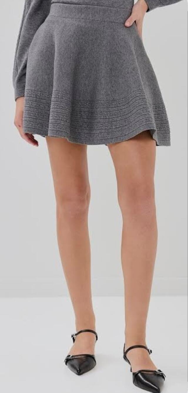 Hill House Constantine Knit Mini Skirt Heather Grey Size Large A-Line Wool Blend